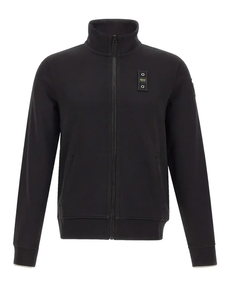 Blauer logo-patch zip-up sweater - Schwarz Schwarz
