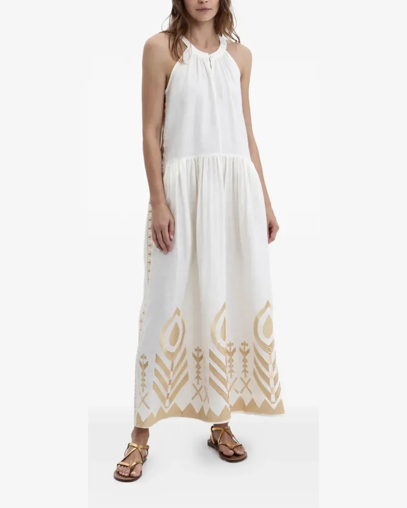 Greek Archaic Kori embroidered halterneck dress - Nude Nude