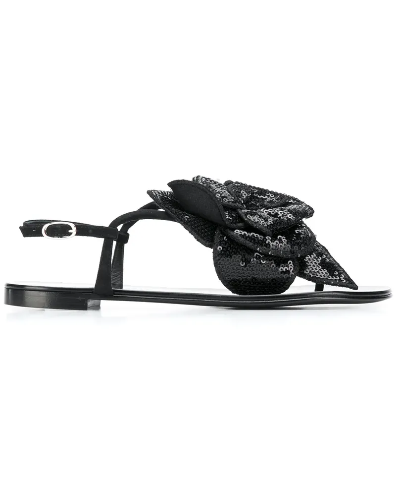Giuseppe Zanotti Sandalen mit Blumenapplikationen - Schwarz Schwarz