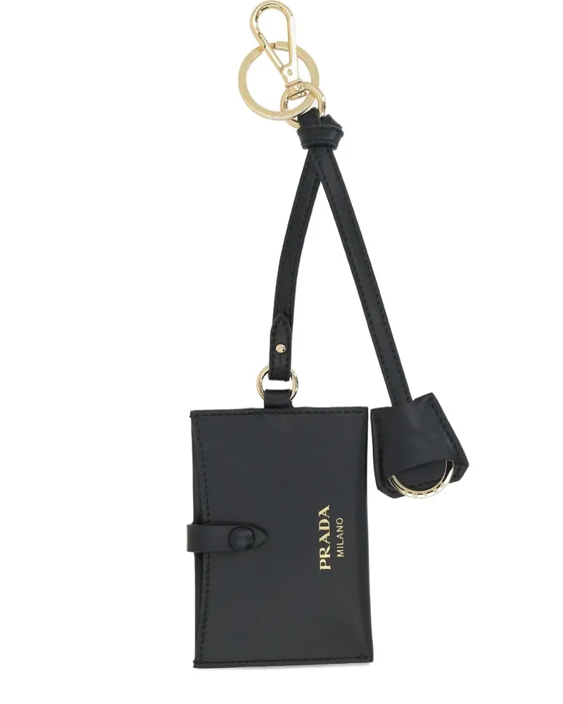 Prada Spiegelgehäuse-Anhänger aus Leder - Schwarz Schwarz