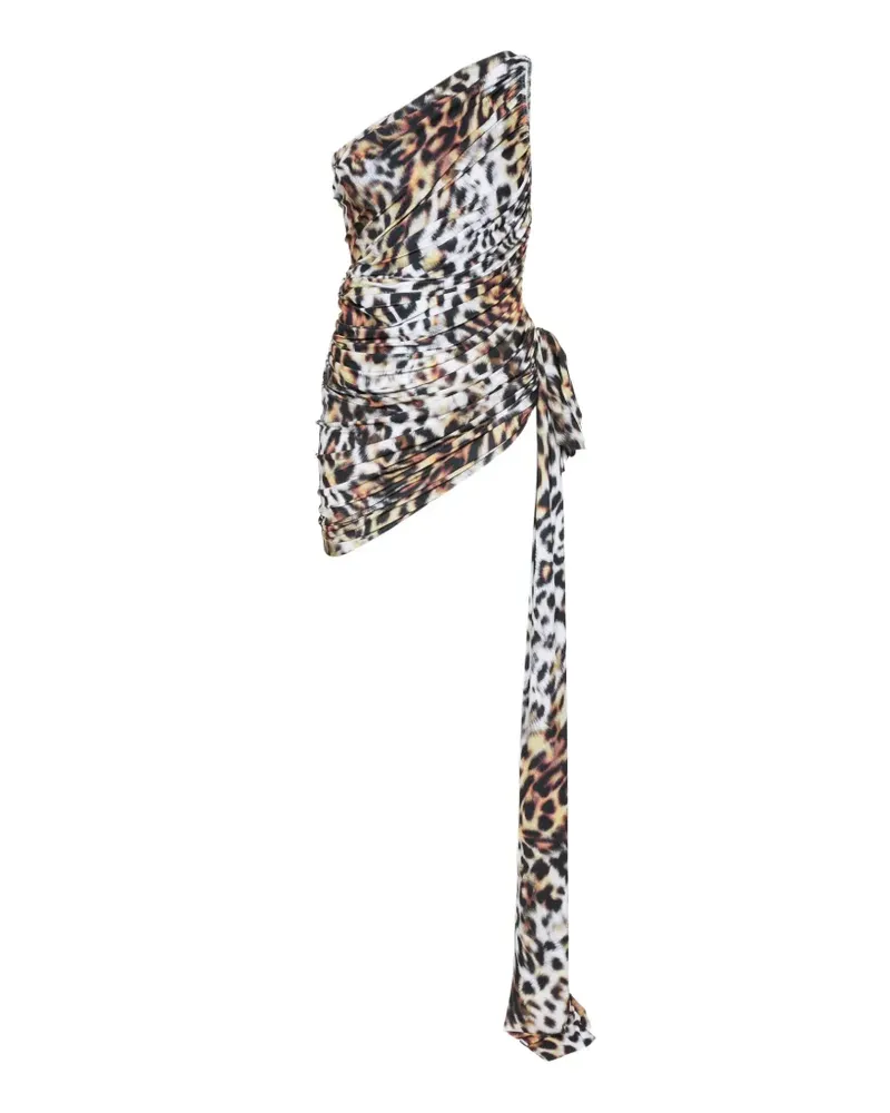 Norma Kamali Diana animal-print asymmetric mini dress - Braun Braun