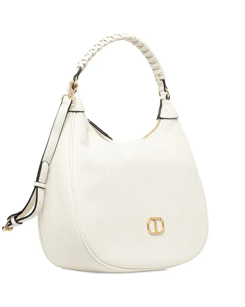 Twin-Set Tote Bag mit Flechtriemen - Nude Nude
