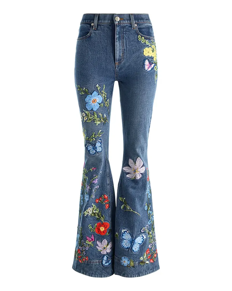 Alice + Olivia embroidered butterfly-motif jeans - Blau Blau