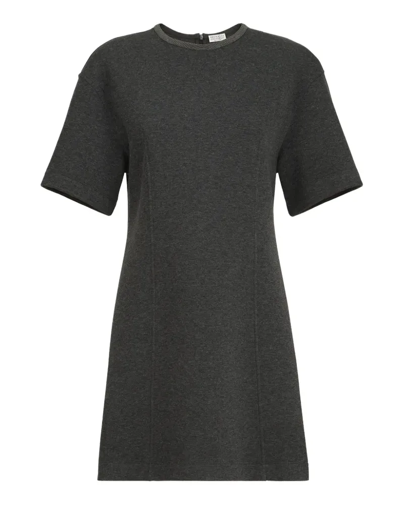 Brunello Cucinelli Techno Interlock T-Shirtkleid aus Baumwolle und Kaschmir - Grau Grau