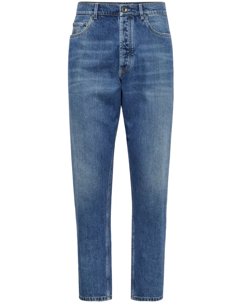 Brunello Cucinelli Halbhohe Tapered-Jeans - Blau Blau