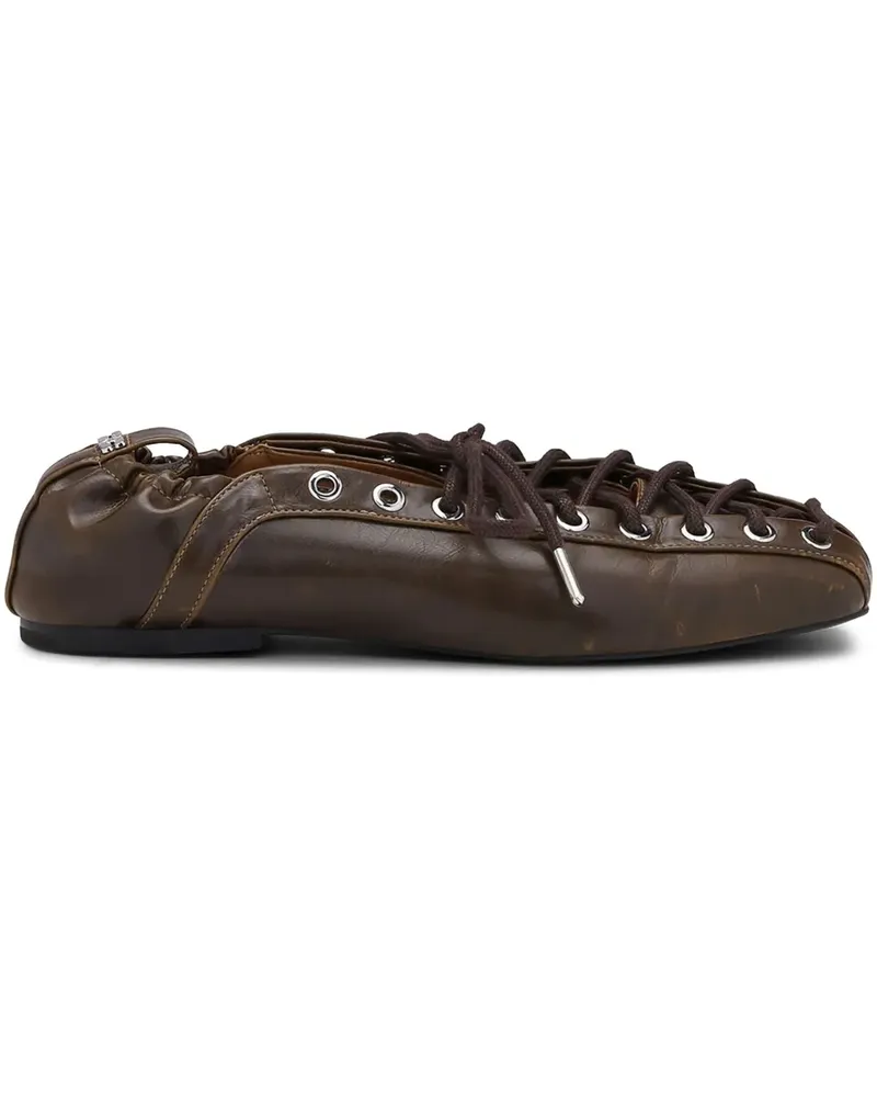 Ganni Ballerinas mit Schnürung - Braun Braun