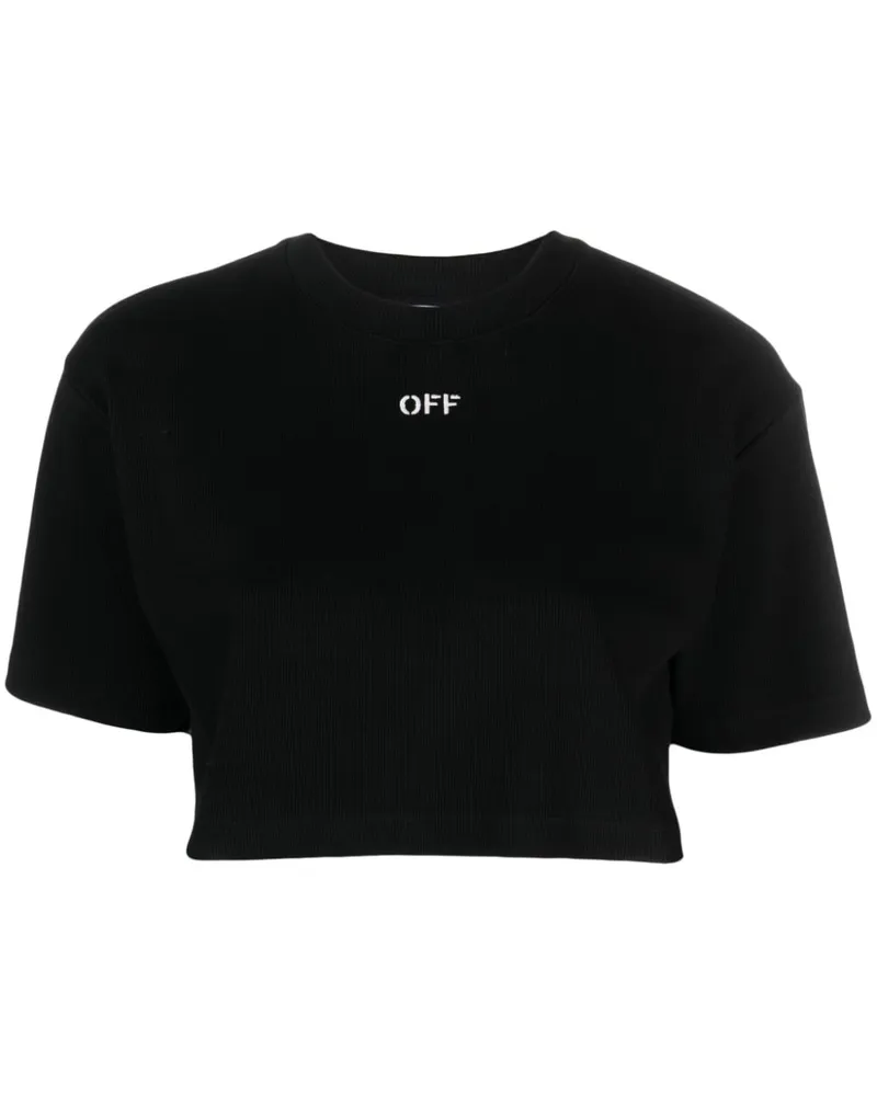 OFF-WHITE Off-Stamp Cropped-T-Shirt - Schwarz Schwarz