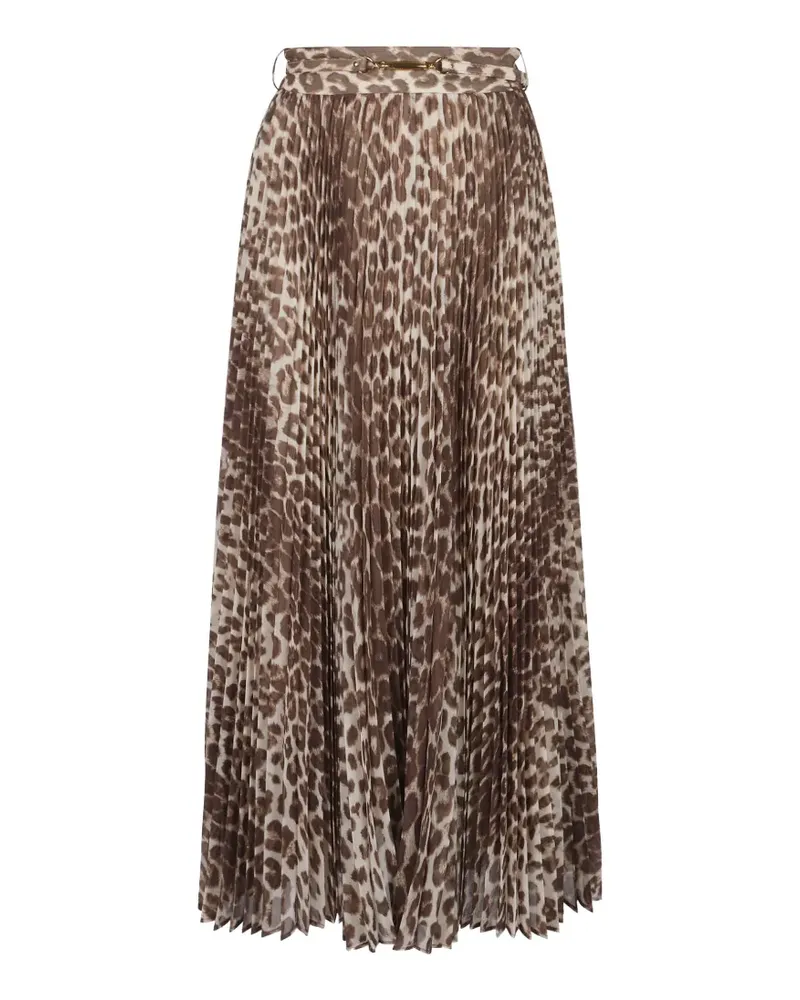 Zimmermann Sunray leopard-print pleated skirt - Braun Braun