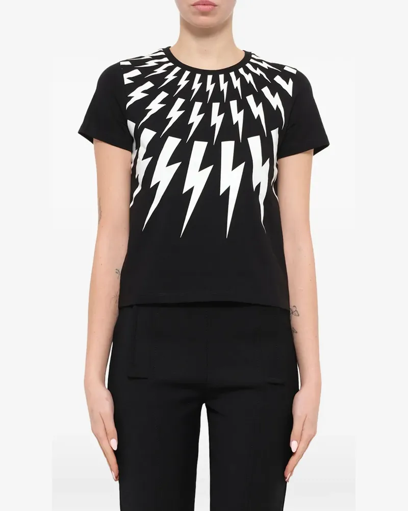 Neil Barrett T-Shirt mit Blitz-Print - Schwarz Schwarz
