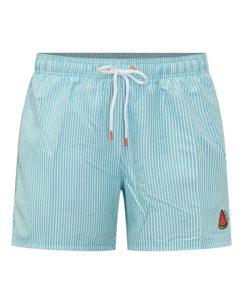 Sundek striped logo-patch swim shorts - Blau Blau