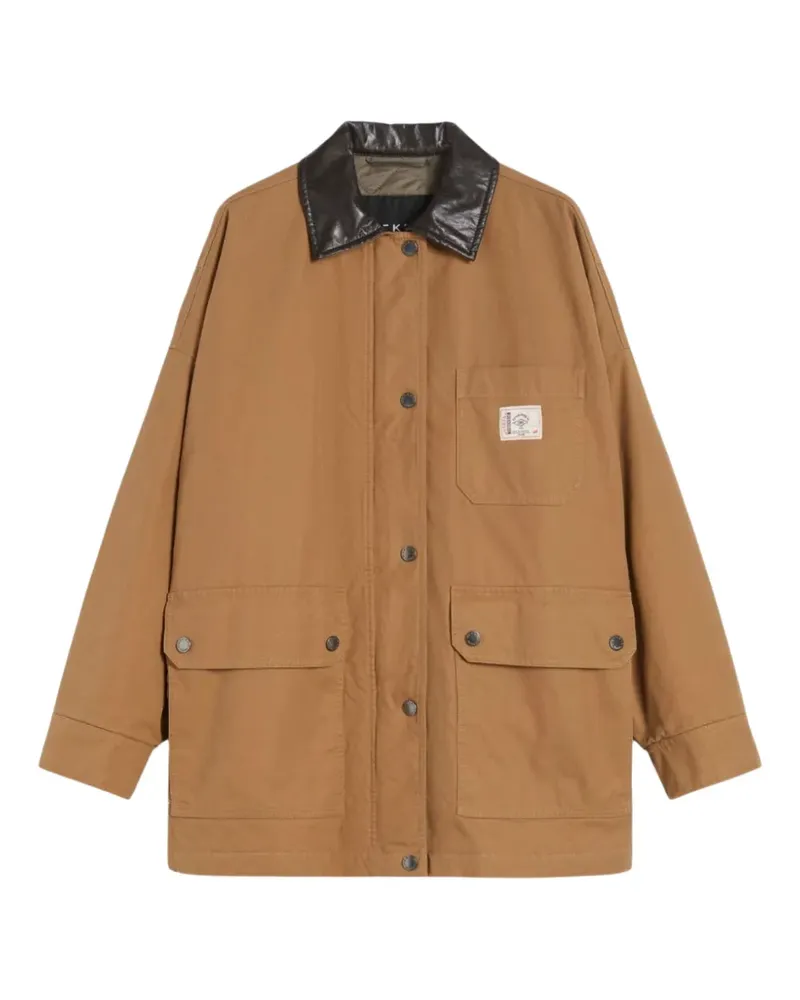 Max Mara Lederjacke mit aufgesetzter Tasche - Braun Braun