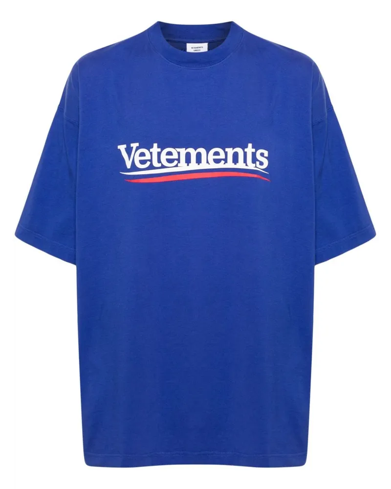 VETEMENTS T-Shirt mit Logo-Print Blau