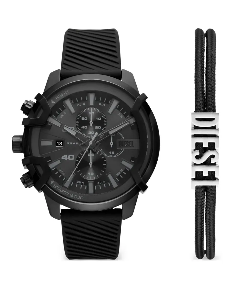 Diesel Griffed 48mm watch and bracelet set - Schwarz Schwarz