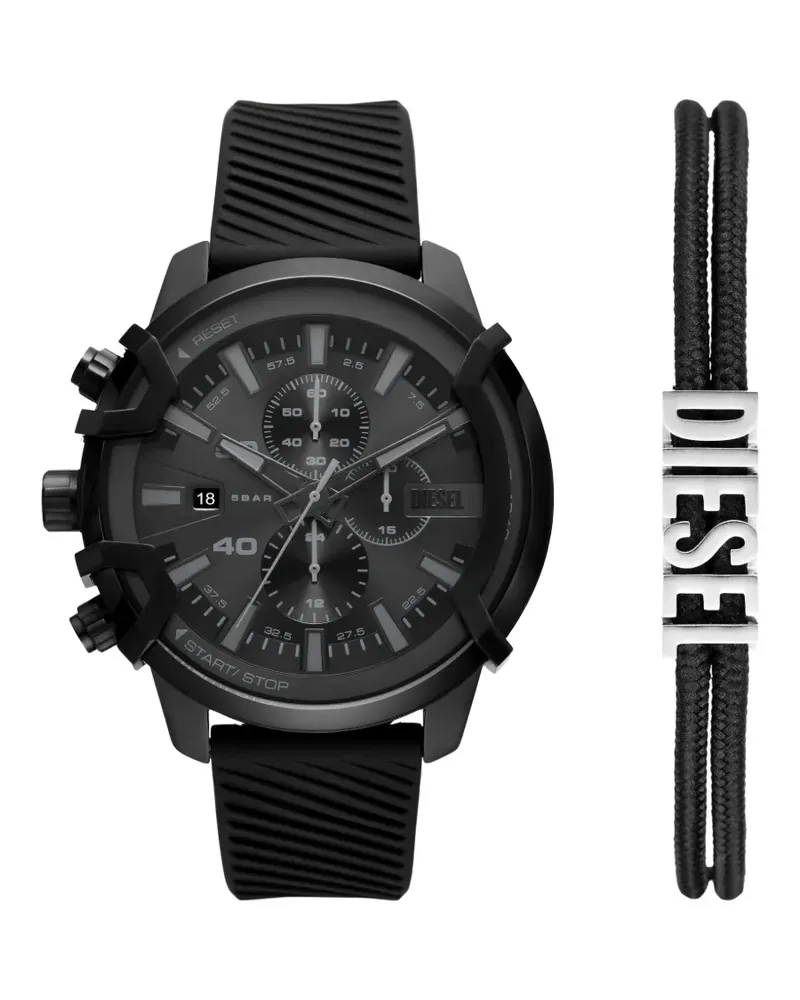 Diesel Griffed 48mm watch and bracelet set - Schwarz Schwarz
