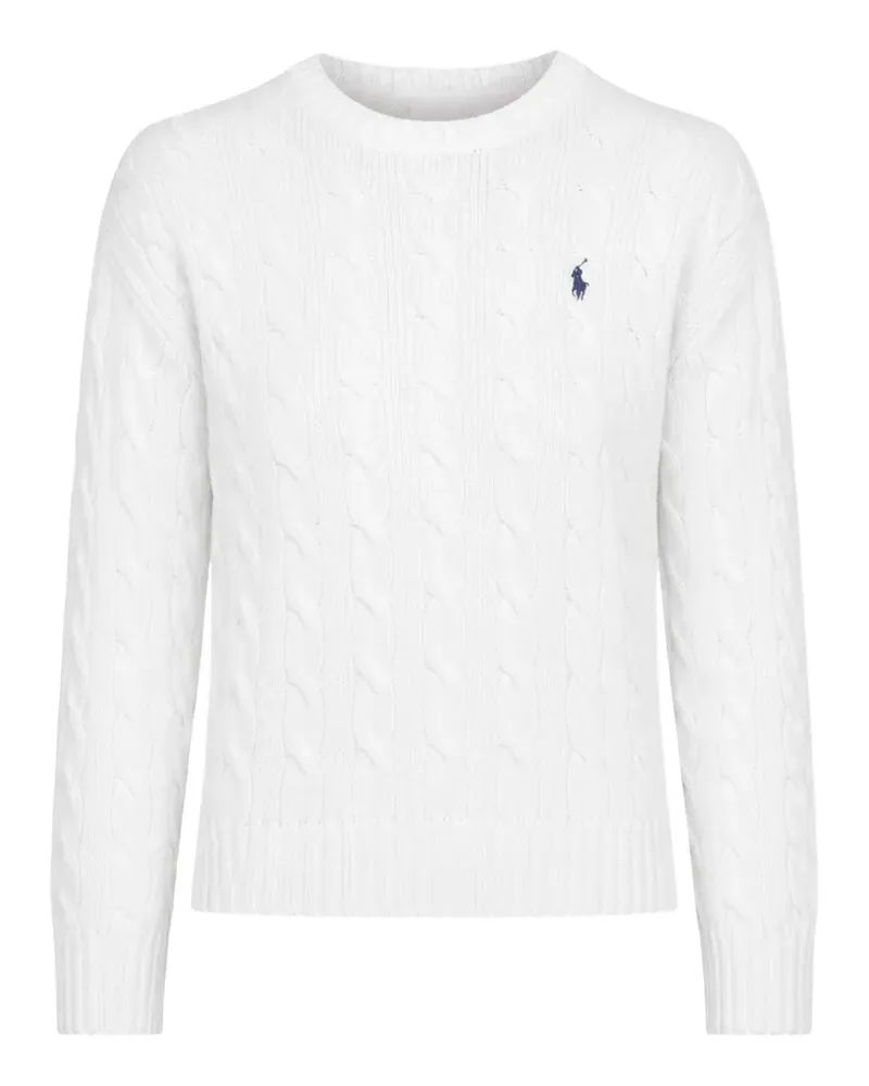 Ralph Lauren Bestickter Pullover mit Zopfmuster - Weiß Weiß