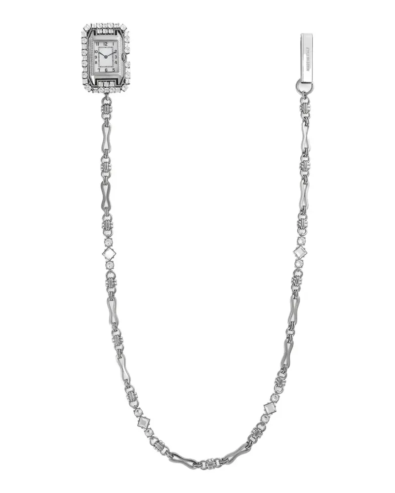Dolce & Gabbana Uhrenbrosche mit Strass - Weiß Weiß