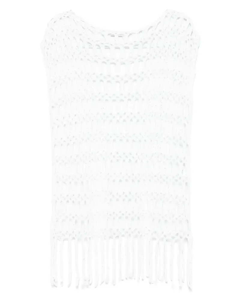 Antonelli Firenze Top mit Fransensaum - Weiß Weiß