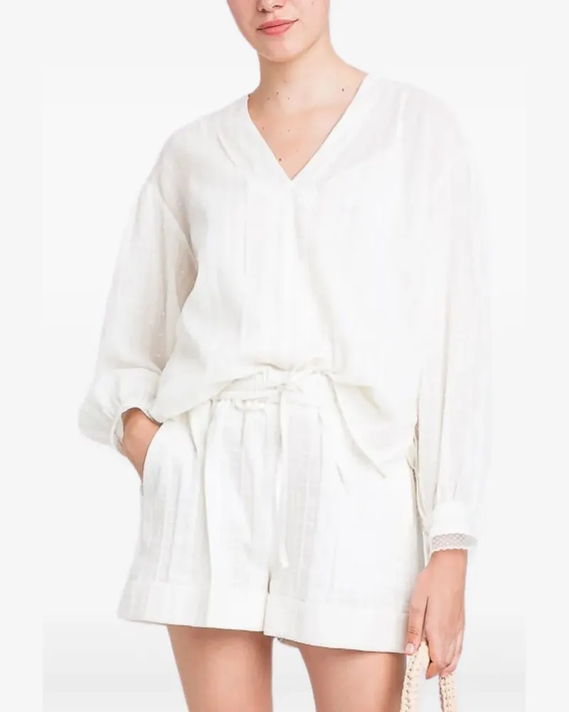 Twin-Set Sweatshirt mit V-Ausschnitt - Weiß Weiß