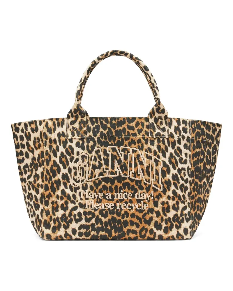Ganni Tote Bag mit Leoparden-Print - Nude Nude