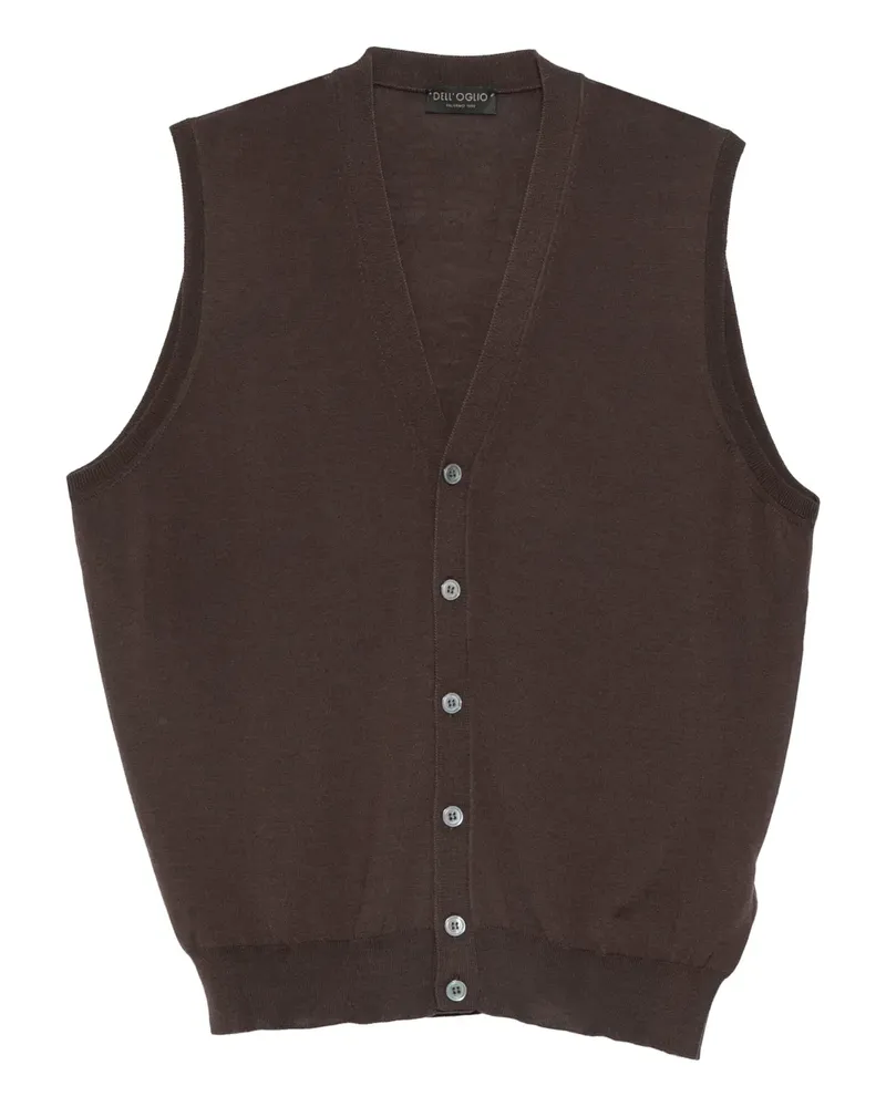 Dell'oglio Ärmelloser Cardigan mit Knopfverschluss - Braun Braun