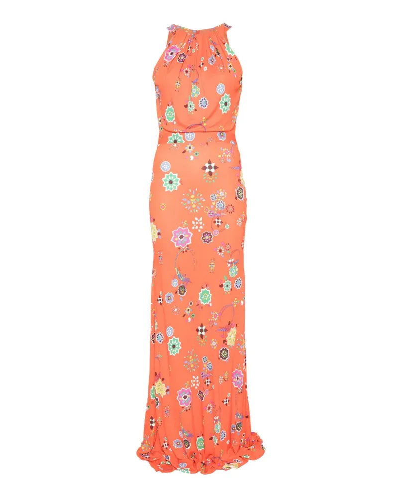 Emilio Pucci floral-print halterneck maxi dress - Orange Orange