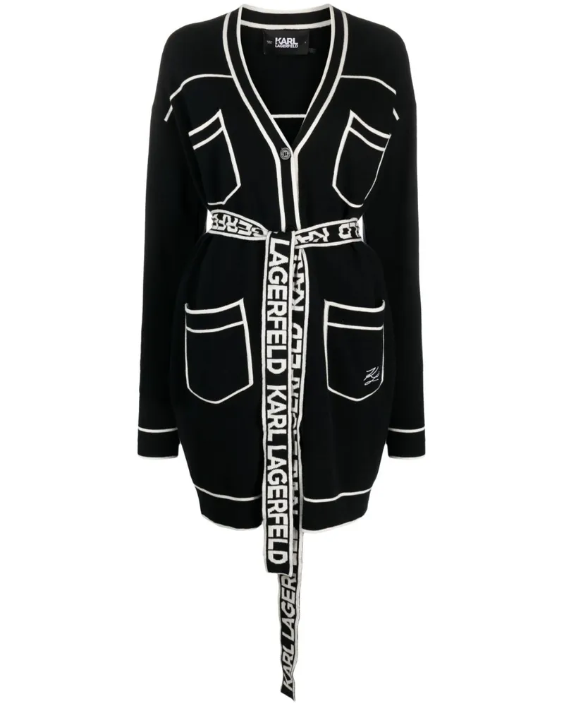 Karl Lagerfeld Cardigan mit Logo-Gürtel - Schwarz Schwarz
