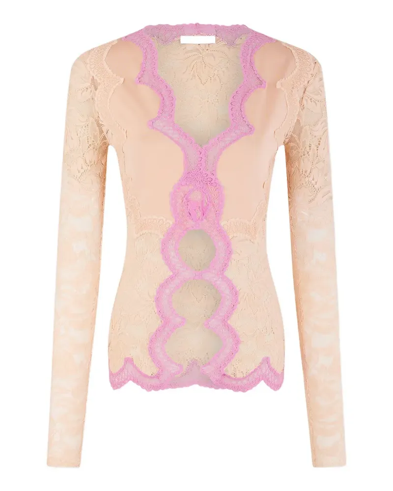Paco Rabanne lace trim top - Nude Nude