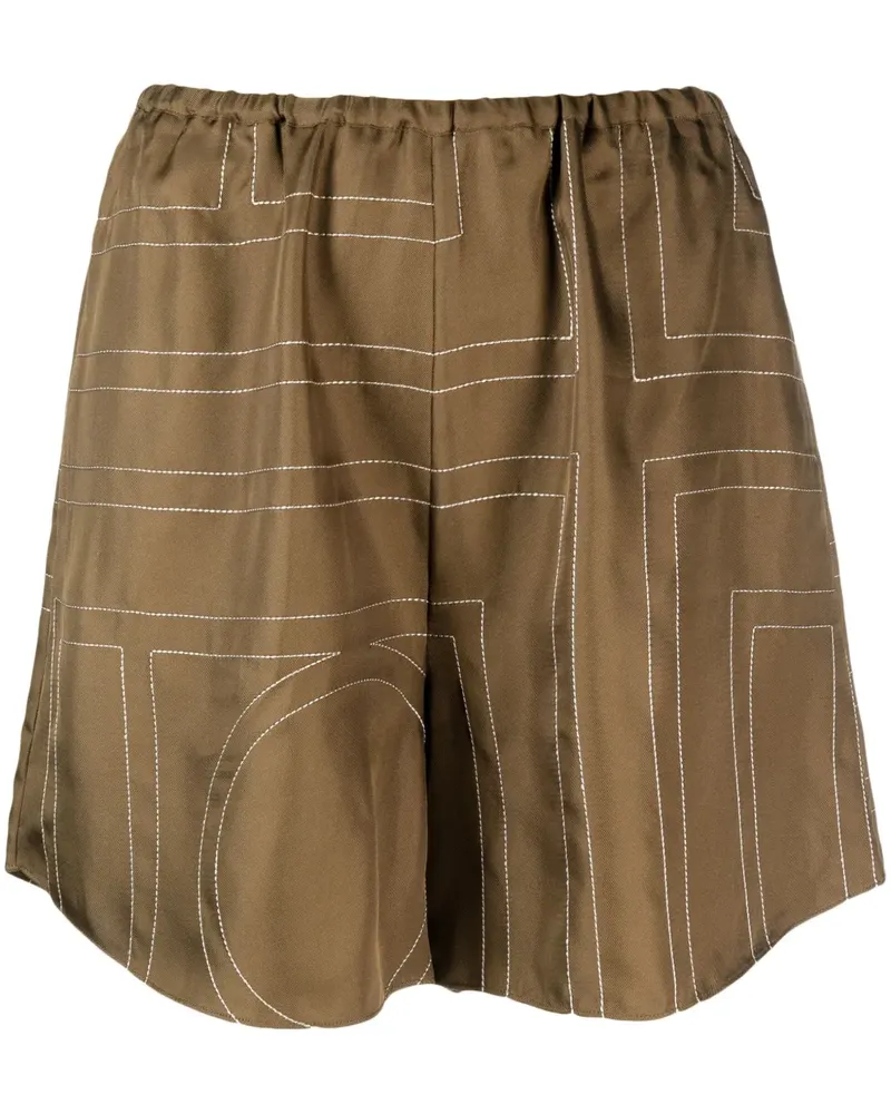 Totême Seidenschal mit Monogramm-Stickerei - Grün Grün