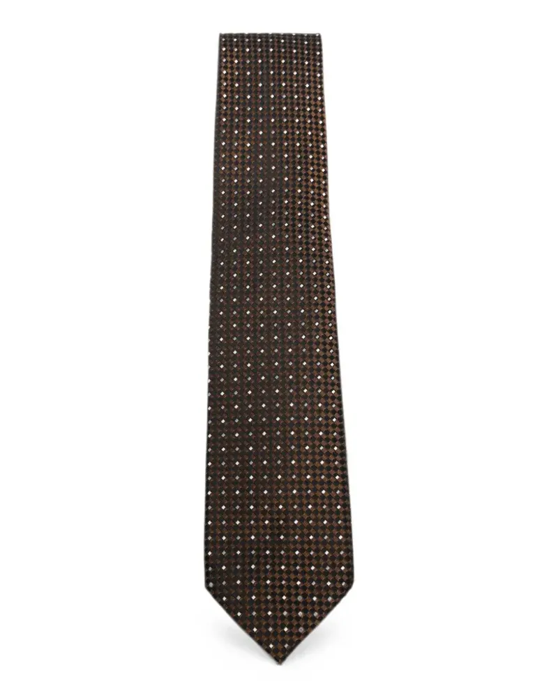 Tom Ford Geometrisch gemusterte Seidenkrawatte - Braun Braun