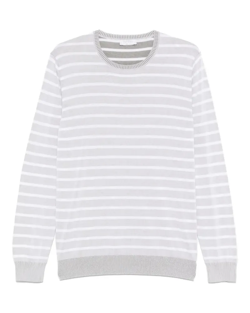 Gran Sasso Gestreifter Pullover - 481 GREY/WHITE/GREEN 481