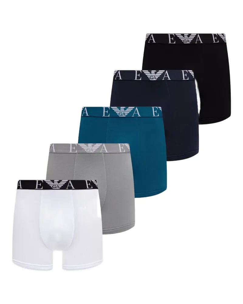 Emporio Armani five-pack stretch cotton-jersey trunks with logo-waistband - Weiß Weiß