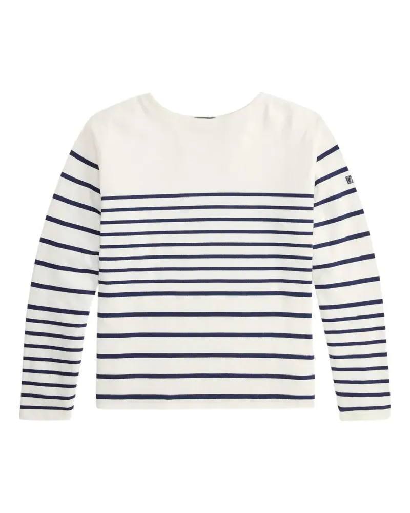 Ralph Lauren Gestreifter Pullover mit U-Boot-Ausschnitt - Weiß Weiß