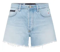 Kurze Jeans-Shorts mit Logo-Applikation