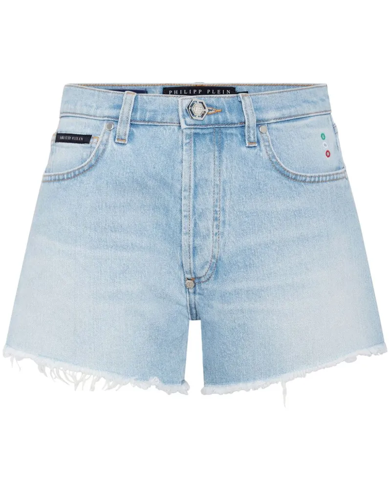 Philipp Plein Kurze Jeans-Shorts mit Logo-Applikation - Blau Blau