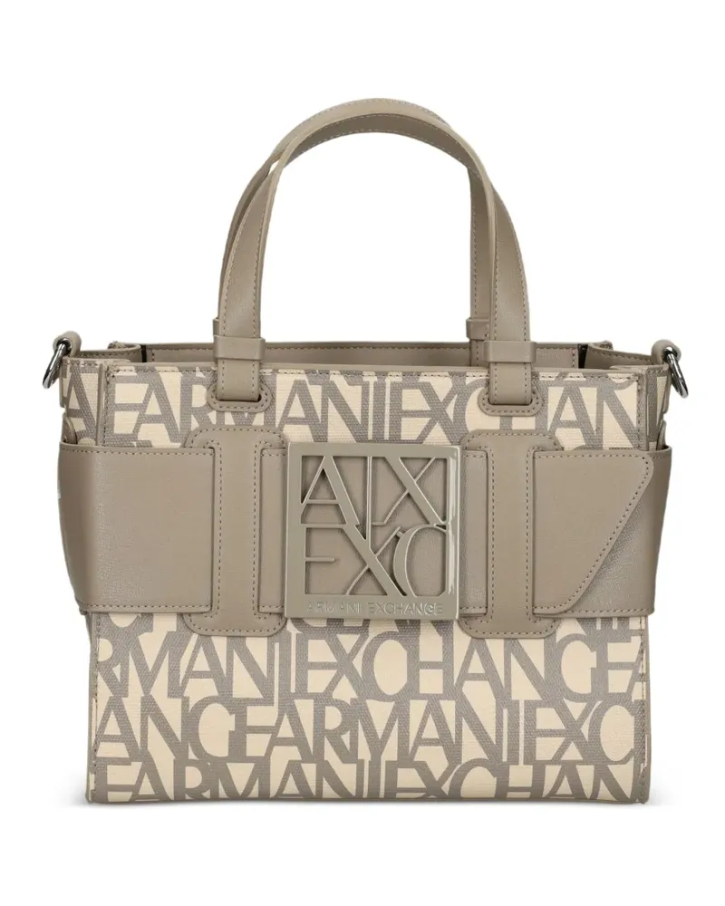 Armani Exchange Schnallen-Tote Bag mit Logo-Schild - Braun Braun