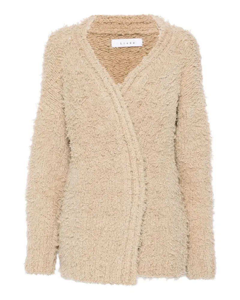 Liska V-neck long-sleeve cardigan - Nude Nude