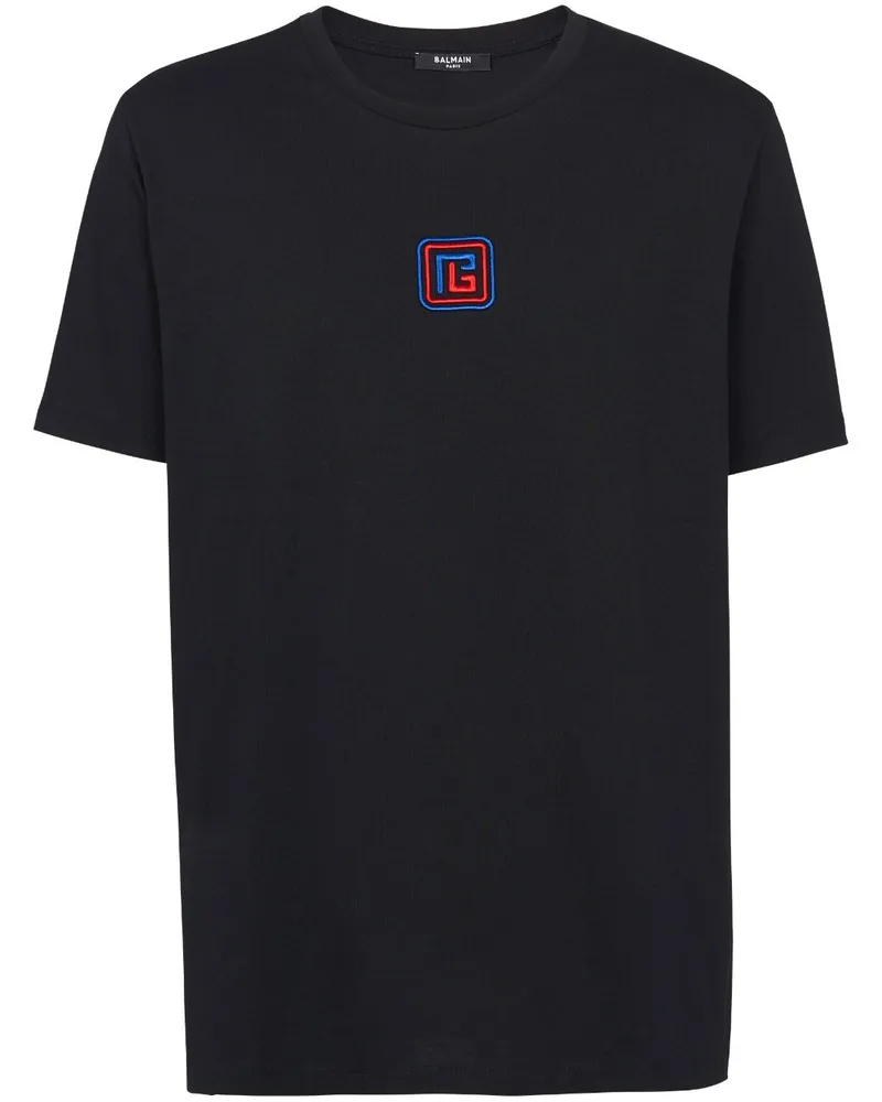 Balmain T-Shirt mit Logo-Stickerei - Schwarz Schwarz