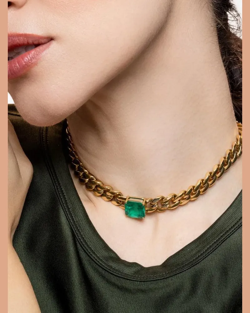 SHAY diamond emerald stud earrings - Gold Gold