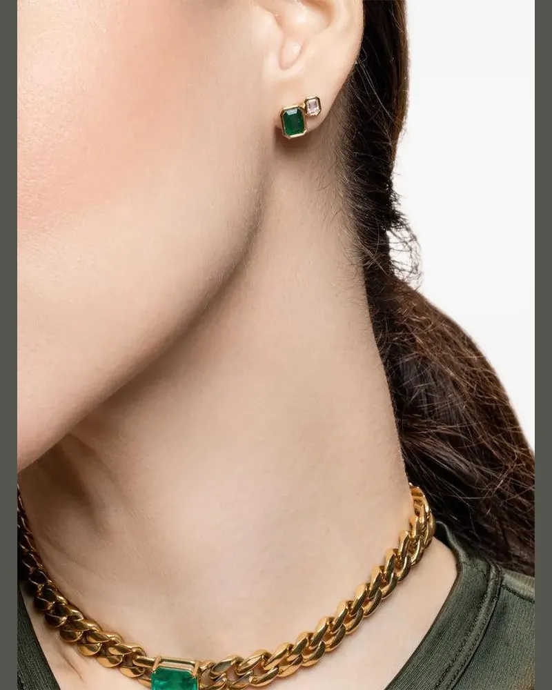 SHAY diamond emerald stud earrings - Gold Gold