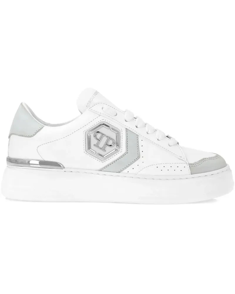 Philipp Plein Hexagon Sneakers mit Logo - Weiß Weiß