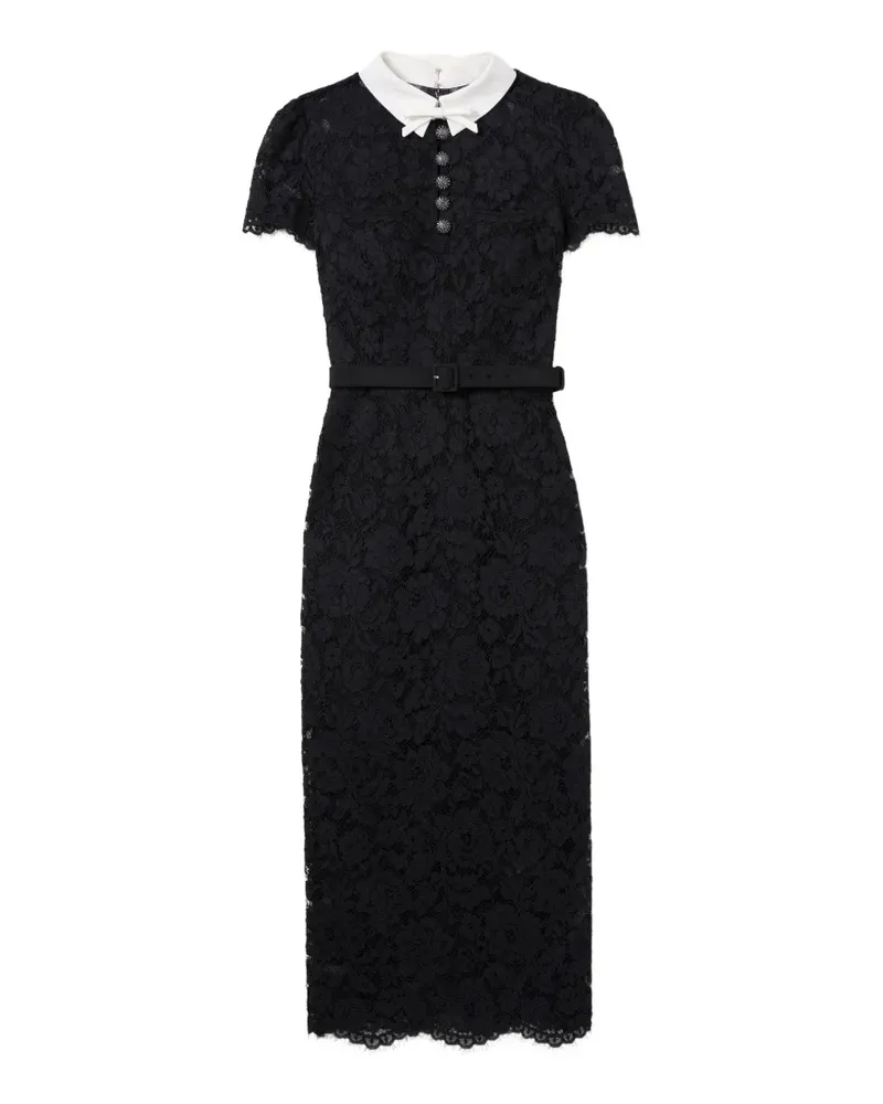 Self-Portrait Midikleid mit Kontrastkragen - Schwarz Schwarz