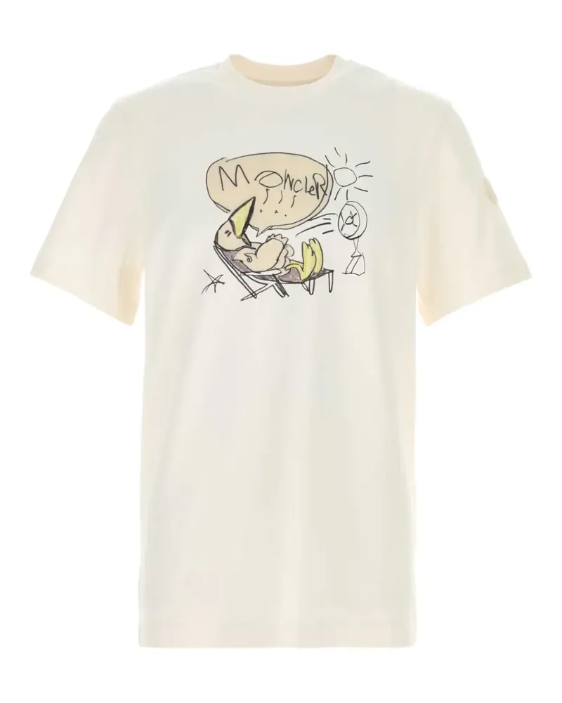 Moncler MonDuck graphic-print cotton T-shirt - Nude Nude