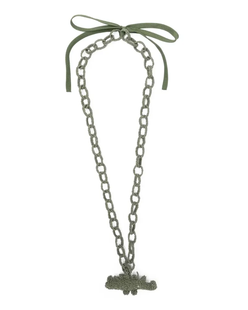 Jejia beaded crocodile-pendant necklace - Grün Grün