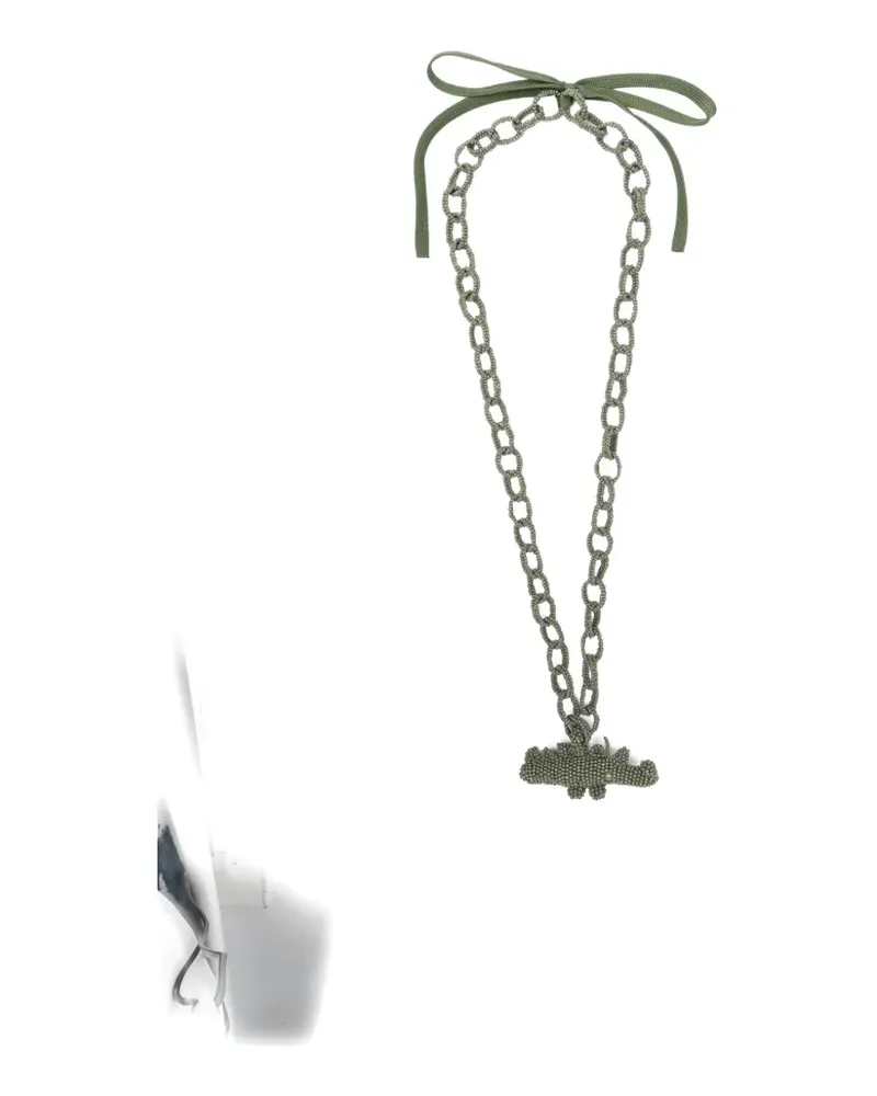 Jejia beaded crocodile-pendant necklace - Grün Grün