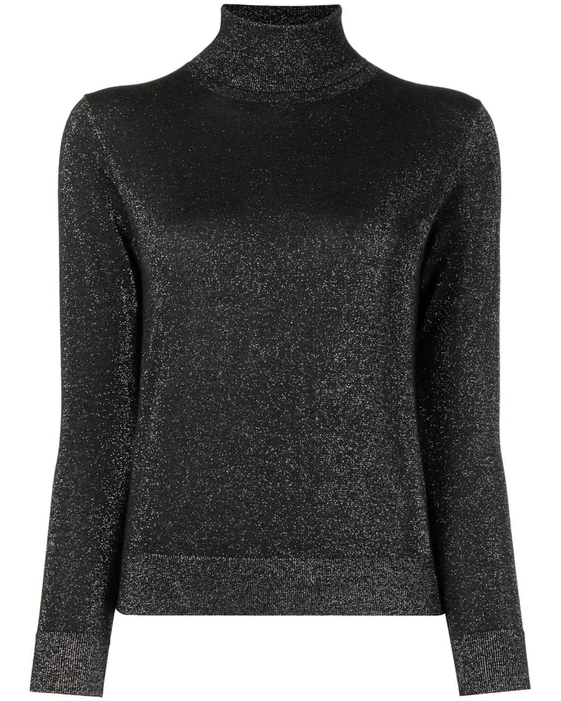 N.Peal Rollkragenpullover im Metallic-Look - Schwarz Schwarz
