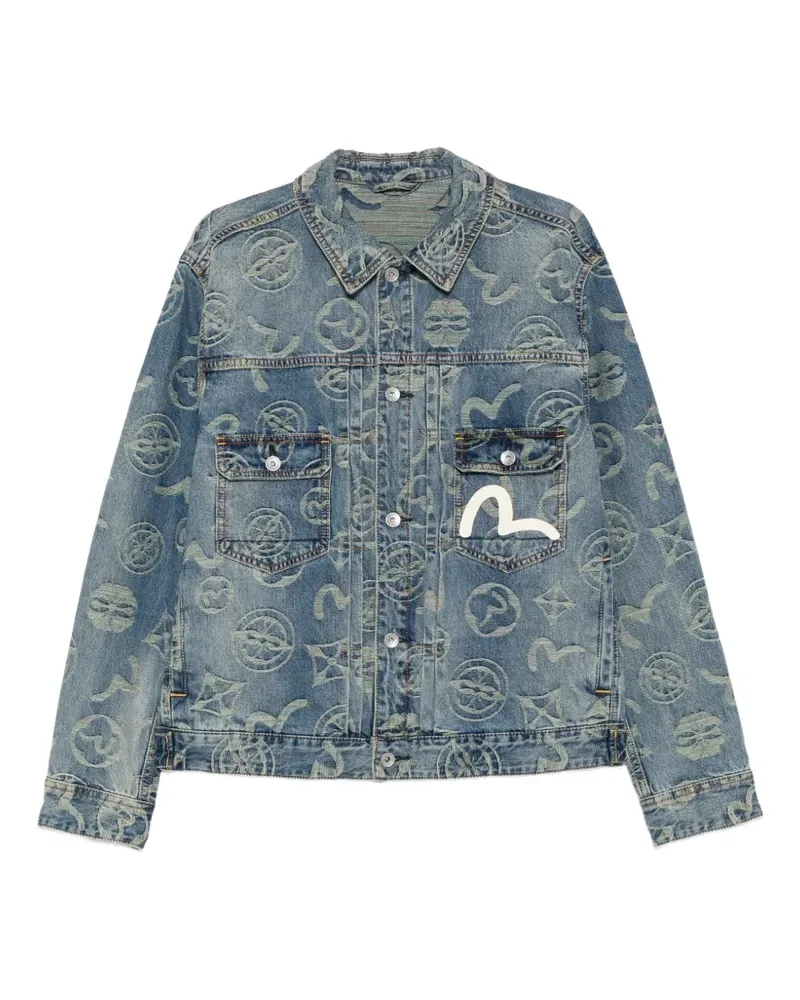 Evisu monogram-jacquard denim jacket - Blau Blau