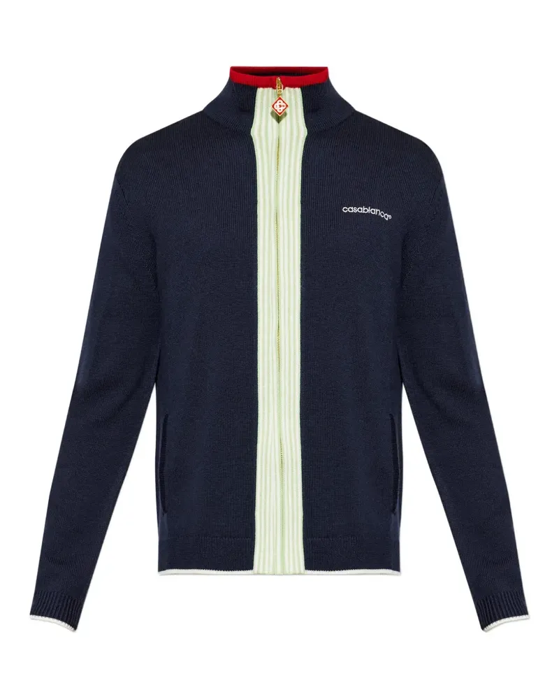 Casablanca Paris logo-embroidered zip-up cardigan - Blau Blau