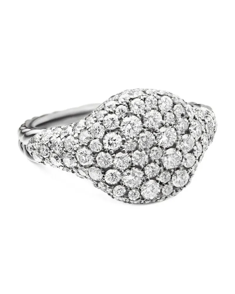 David Yurman 18kt Chevron Weißgoldring mit Diamant 10mm - Silber Silber