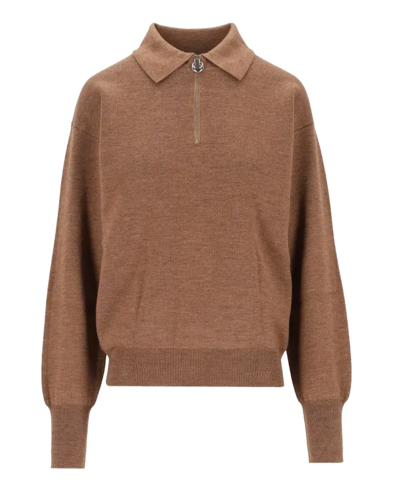 Mauro Grifoni zip-fastening polo-collar sweater - Braun Braun