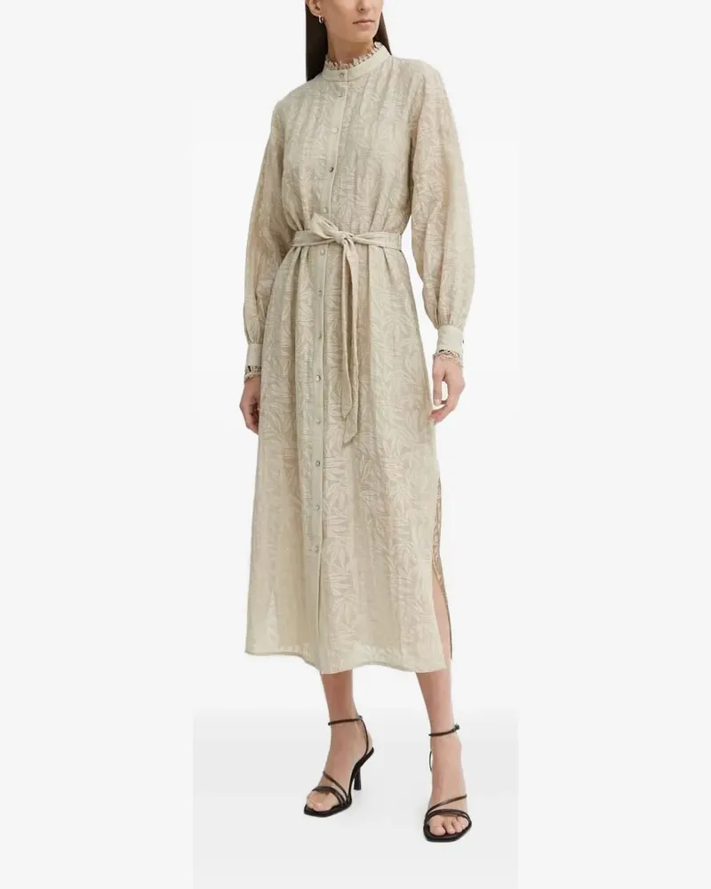 BRUUNS BAZAAR Spitzen-Midikleid mit Blatt-Print - Nude Nude